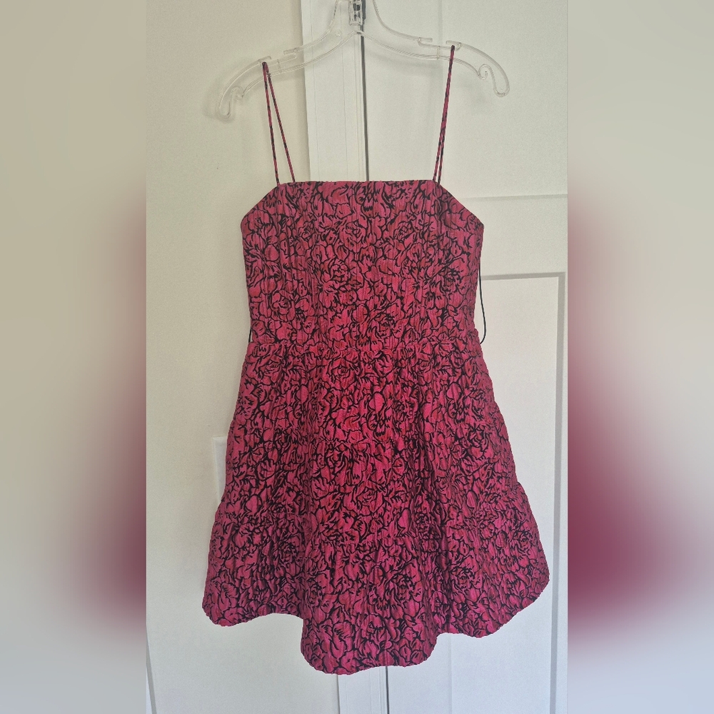 Alice + Olivia Party Dress Jamila Pink Floral Jaquard Mini Size 8 Sexy NEW $465 - Picture 8 of 15